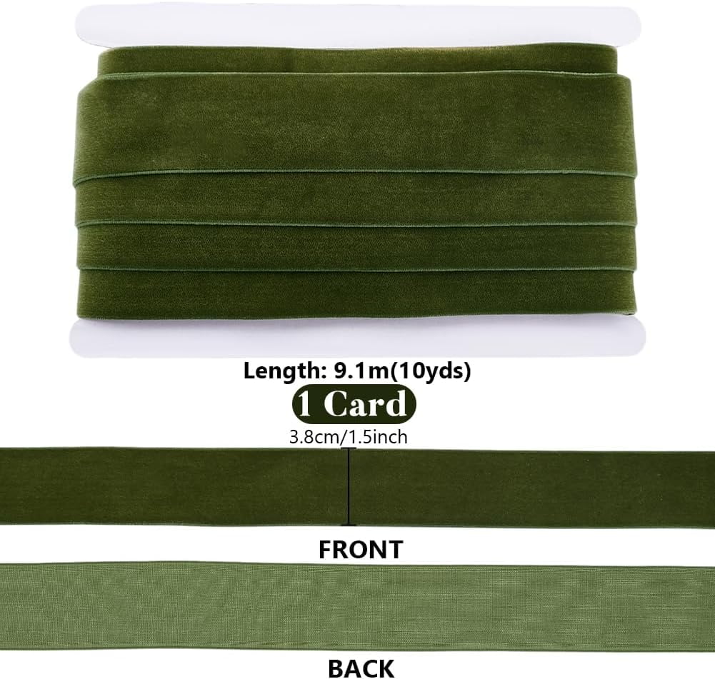 10 Yards Velvet Ribbon Green Craft Ribbon 1.5inch Wide Satin Ribbons