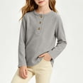 thumbnail image 2 of KyCheLot Boys' Girls' Knitted Tops Long Sleeve Round Neck Button down Tops Kids Comfy Solid Color Clothes, 2 of 5