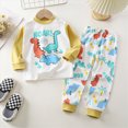 thumbnail image 2 of TOWED22 Toddler Boys Pajamas Truck Cotton Kids Dinosaur 2 Piece Truck Pjs Fall Winter Sleepwear Clothes Sets 6-12 Months 12-24 Months 2t 3t 4t 5t 6t 7t 8t 9t Children,Light Yellow,4-5 Y, 2 of 4