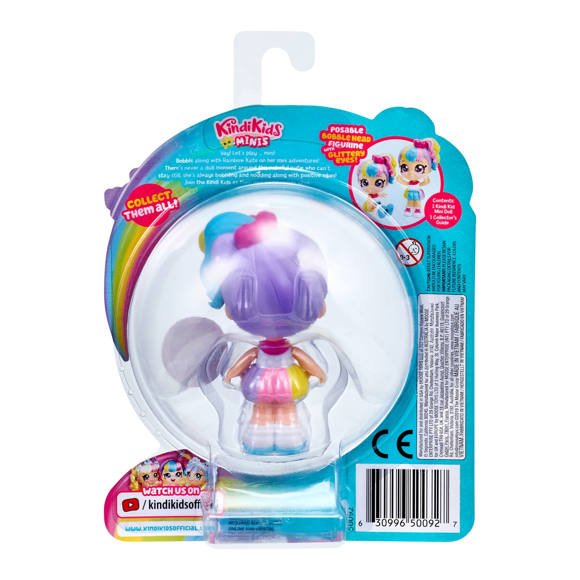Kindi Kids Minis - Rainbow Kate - Posable Bobble Head Figure 1pc
