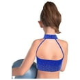 thumbnail image 4 of Haitryli Girls Sparkle Rhinestone Crop Top Halter Neck Sleeveless Vest For Gymnastics Ballet Performance Royal Blue 8, 4 of 7