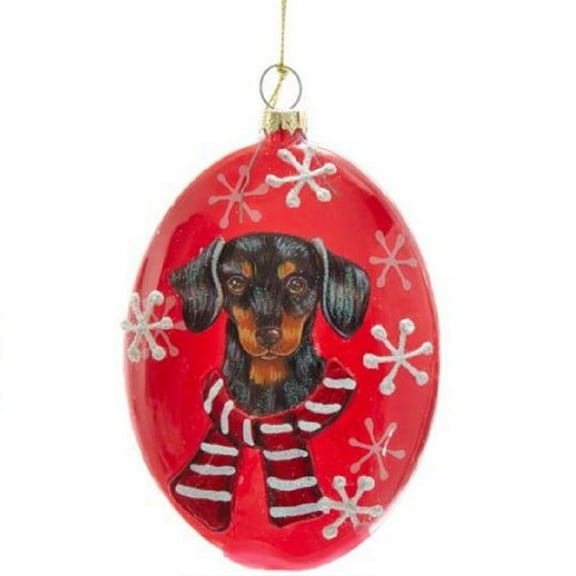 Black Dachshund Dog Christmas Disc Ornament 4 inch New
