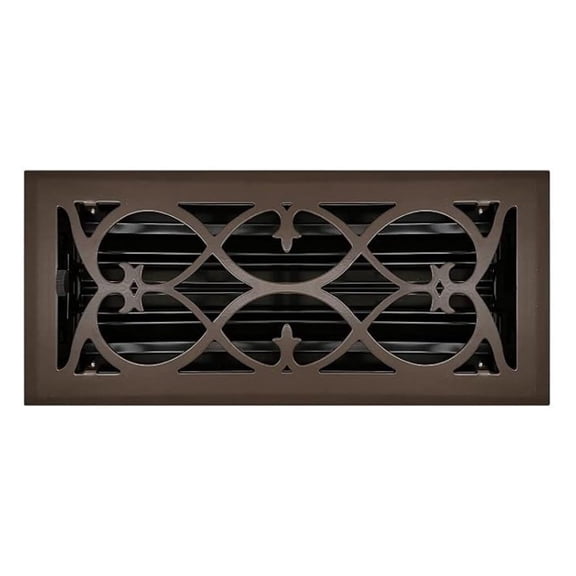 Oil Rubbed Bronze Plated Steel Victorian Register for Floor/Wall Use - 4" x 10"