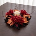 thumbnail image 4 of Artificial Fall Mini Wreath, 11.02 inch Dahlia Orange Maple Leaf Small Floral Wreath with Twigs, Autumn Decorative Hanging Wreath for Front Door Window Wall, Home Harvest Party Decor, Fall Decor, 4 of 4