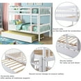 thumbnail image 4 of Twin Over Twin Bunk Bed, Solid Wood Twin Over Twin Bunk Bed with Twin Size Trundle, Convertible to Two Twin -Size Platform Bed, Bunk Bed with Safety Rail and Ladder for Kid Teen Adult, White, R7117, 4 of 7