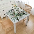 thumbnail image 2 of nygtbtfer Spring Green Leaf Foliage White Table Cover,Fitted Tablecloth for  Table Washable Elastic Stretch Patio Tablecloths,Pastoral Eucalyptus Leaves Botanical Table Cloth for Cocktail, 2 of 7