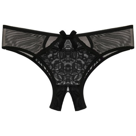 Mortilo Women s Underwear Lace band Briefs Bikini Panties Black One Size