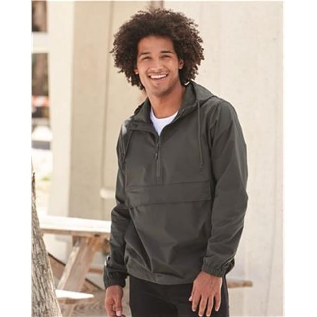 Independent Trading B21976995 Nylon Anorak Jacket, Black Camo - Large