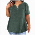 thumbnail image 2 of Towmus Plus Size Tops For Women Loose Casual Solid Color Pullover V Neck Short Sleeve Summer Tshirts Comfy Tees, 2 of 5