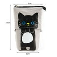 thumbnail image 4 of Estuche de pie estilo gato negro telescópico de lona premium con cremallera y alisado para papelería y cosméticos., 4 of 12