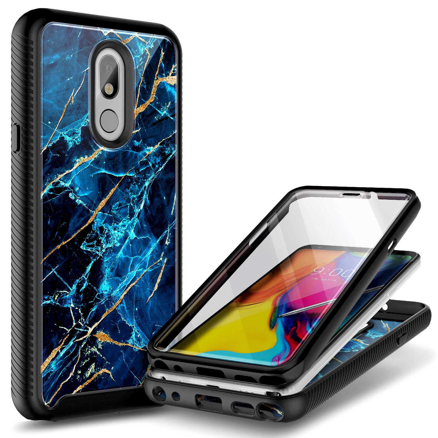 FMPCUON Cover per LG K22, Custodia Trasparente Antiurto 360 Gradi, [2X Vetro Temperato], TPU Bumper Full Body Case per LG K22 - Viola