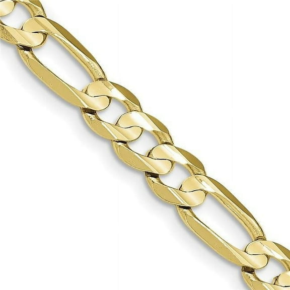 10K Yellow Gold 7.5 mm Concave Open 24 in. Figaro Chain