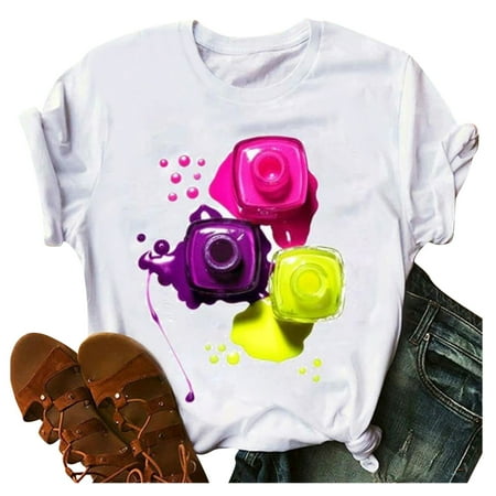 

KI-8jcuD High Neck Tops for Women Fashion Summer Cosmetics Women S Nail Tshirt Polish Printing Women S Blouse Under Scrub Women Long Sleeve Shirts Womens T Shirt Loose Fit Synthetic Long Sleeve Shir