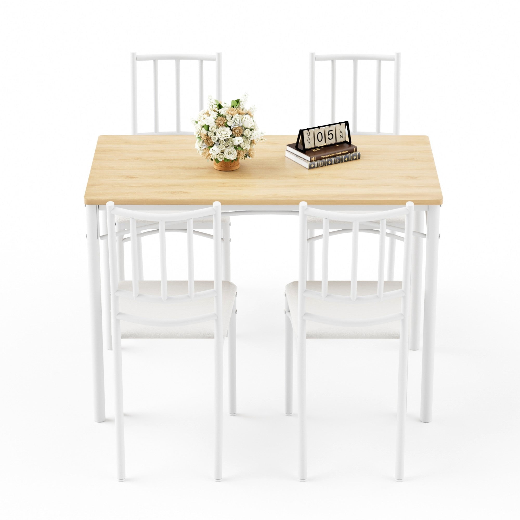 Sailvan Dining Table Set, 43.3″L x23.6″W x30.1″H, Bar Table with 4 Benches