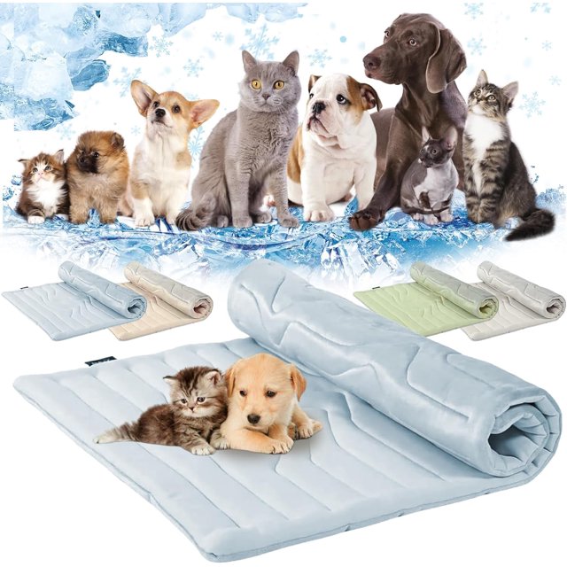 Tapis Rafraîchissant pour Chien Sweetdreamed, Coussin Rafraîchissant Sweetdreamed Sans Gel pour Chiens et Chats à Poser, 4 Tailles Tapis Rafraîchissants Portatifs pour Animaux de Compagnie pour Toutes les Races et Tailles, Lit pour Animal Double Face Lavable à la Machine (Bleu, Très Grand)