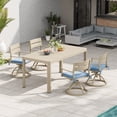 thumbnail image 5 of Pellebant Outdoor Patio Swivel Chairs Set of 2, Aluminum Frame with Wood Grain Finish, 360° Swivel Outdoor Dining Chairs with Sunbrella Cushion, Weather-Resistant for Patio and Garden (Blue), 5 of 8