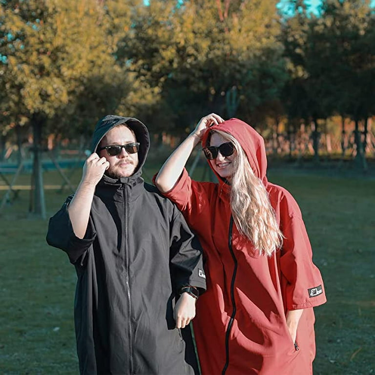 Free Shipping Oksun Waterproof Changing Robe Windproof Oversized Surf Poncho Hooded Warm Fleece Lining Coat Red Walmart