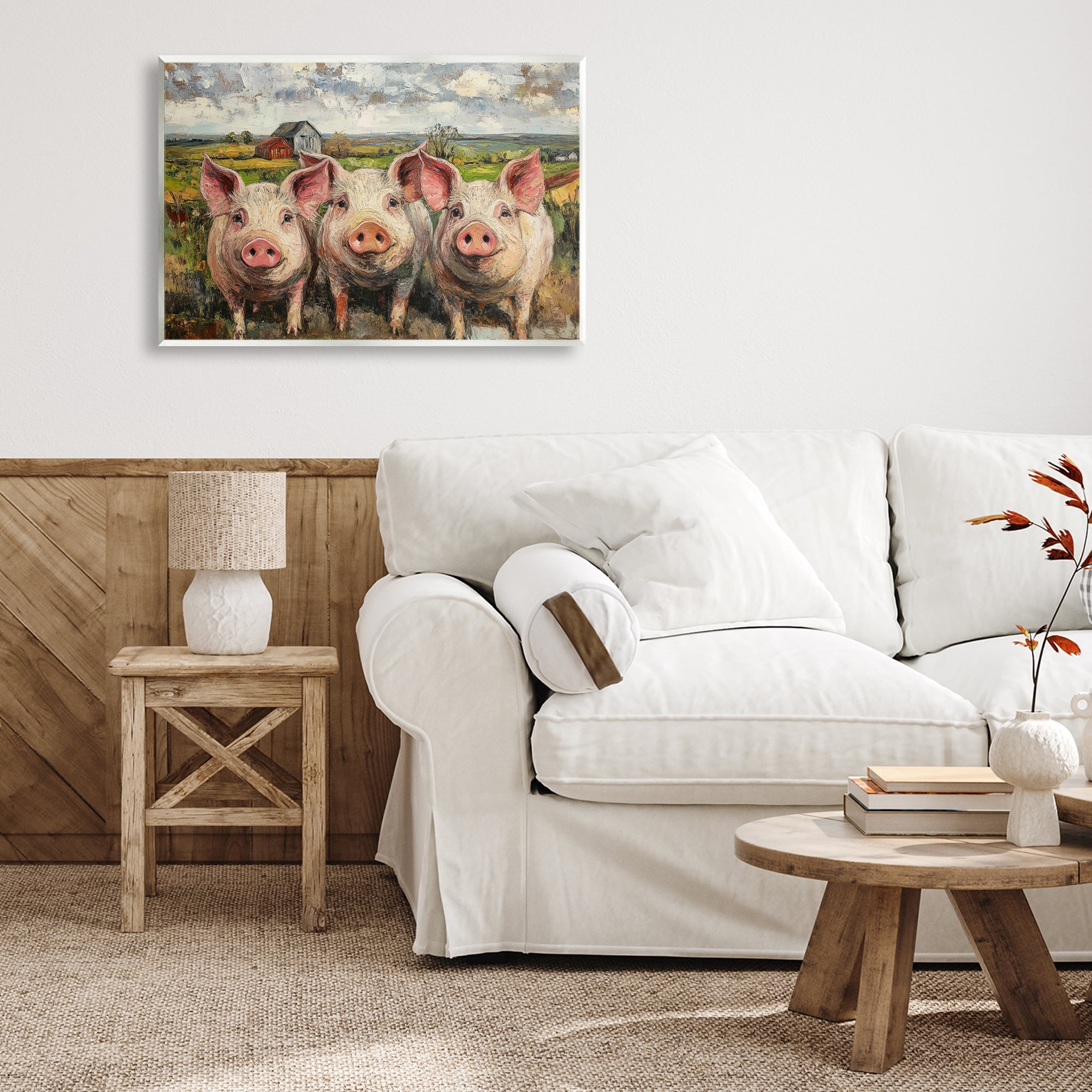Stupell Industries Classic Barnyard Pigs in Countryside Wall Plaque Art, design by Petal Prints Design