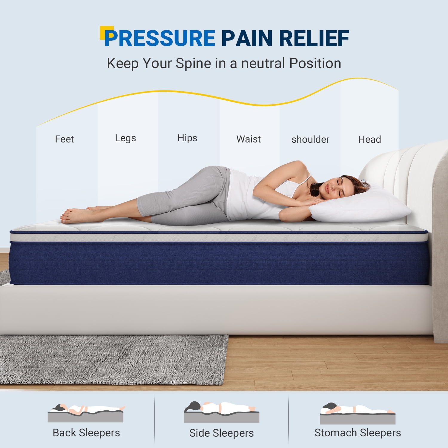 Avenco Airsea 6" Adult Supportive Pocketed Coils Memory Foam Hybrid Mattress, Twin Size