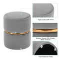 Duhome Round Ottoman Footstools Velvet with Gold Circle Gray 1 Pcs