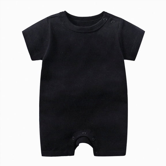 YDFCWX Cute Baby Outfits Newborn Baby Boy Girl Romper Letter Embroidery Short Sleeve Round Neck Bodysuit Cute Infant Summer Clothes Black,12-18 Months