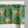 thumbnail image 3 of Ambesonne Jaguar Valance Pack of 2, Animals and Monstera Leaves, 54"X12", Yellow Teal Green, 3 of 5