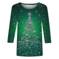 thumbnail image 4 of asdoklhq Oversized Tshirts for Women Fashion Casual Christmas Printed Round Neck 3/4 Sleeves T-Shirt Army Green XL, 4 of 4