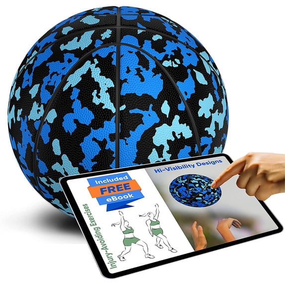 Millenti Street Wise Camo Basketball Ball Outdoor Indoor for Men, Women & Youth Who Love Basketball, Blue Size 5, BB0205BL