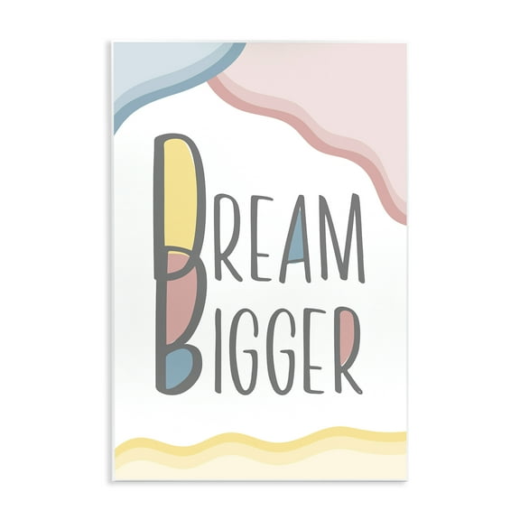 Stupell Industries Dream Bigger Pastel Shapes Text & Numbers Painting Unframed Art Print Wall Art, 10 x 15