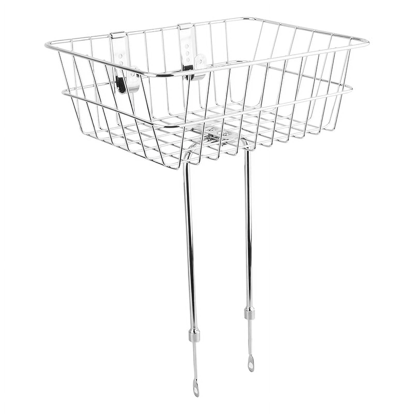 Sunlite Bicycle Front Steel Basket Silver 15x10x5" Handlebar & Fork Mounted