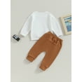 thumbnail image 4 of xiaxaixu 2Pcs Baby Boy Fall Outfits Long Sleeve Letter Print Sweatshirt + Pants Set Toddler Clothes, 4 of 8