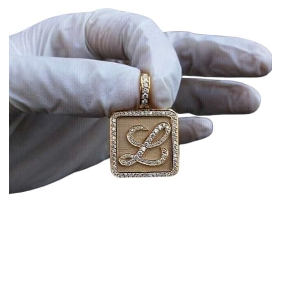 2.00 CTW Custom Moissanite Pendant for Men | Personalized " Letter " Necklace | 14K Yellow Gold Plated Silver | Gift for Him