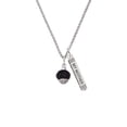 thumbnail image 2 of Delight Jewelry 12mm Faceted Black Glass Spinner Silvertone Always My Mother Bar Charm Necklace, 23", 2 of 4