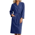 thumbnail image 5 of qolati Robes for Women Long Waffle Knit Bathrobe Lightweight Soft Bathrobe House Coats with Pockets, Size, M-2XL, 5 of 7