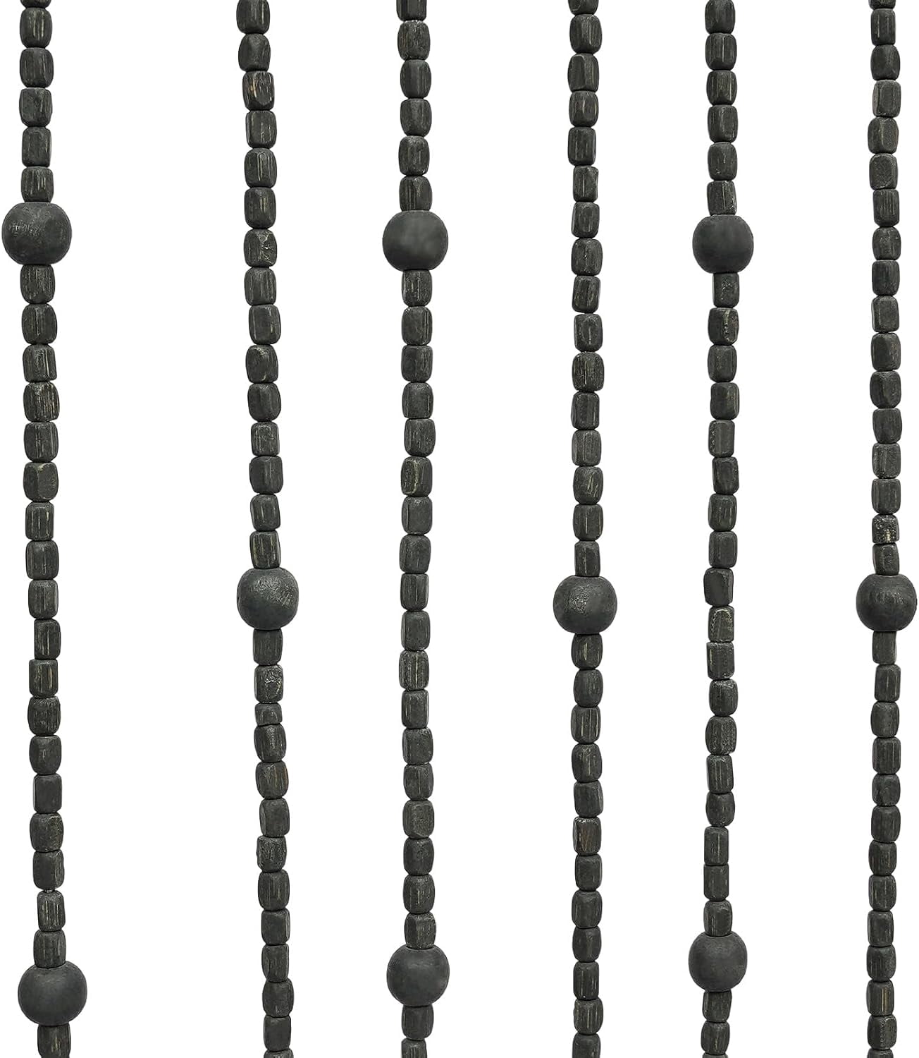 Wood Bamboo Beaded Curtain, 27 Strands Bohemian Doorway Beads Wooden Hanging Room Divider Handmade for Doorway Restaurant Home 36" W x 71" H (Black)