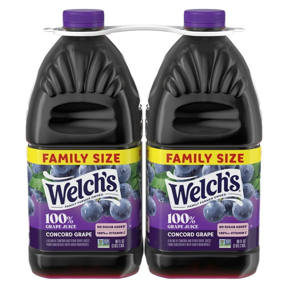 Welch's 100% Grape Juice, Concord Grape, 96 fl oz Bottle (Pack of 2)