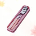 thumbnail image 3 of Stainless Steel Chopsticks Spoon Fork Cutlery Set Ceramic Tableware Set Portable with Case for Travel Home Camping Pink, 3 of 8