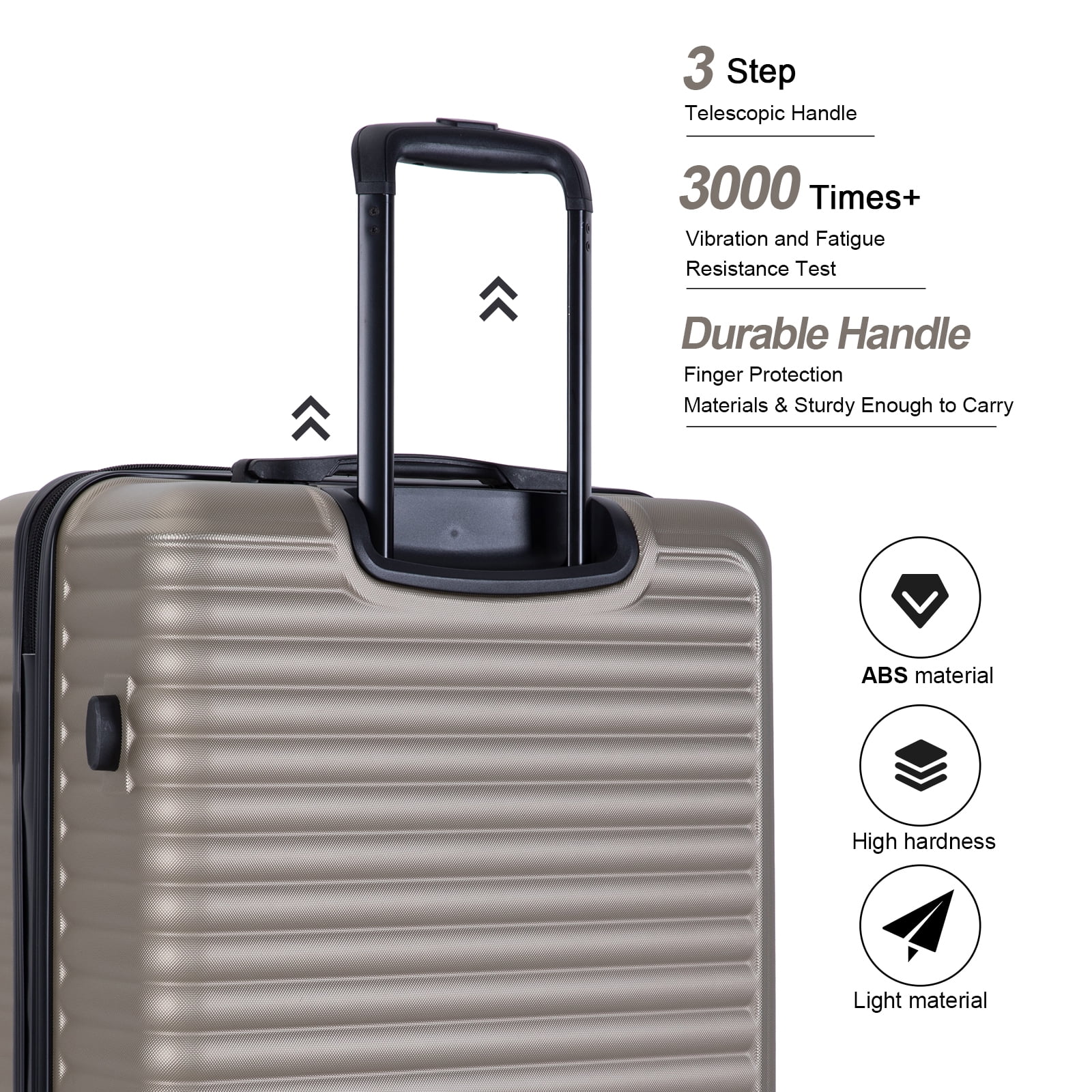 Travelhouse 3 Piece Hardside Luggage Set Hardshell Lightweight Suitcase with TSA Lock Spinner Wheels 20in24in28in.(Gold)