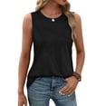 thumbnail image 2 of Camiseta Sin Mangas Informal de Cuello Redondo y Corte Holgado para Mujer, Color Negro M, 2 of 9