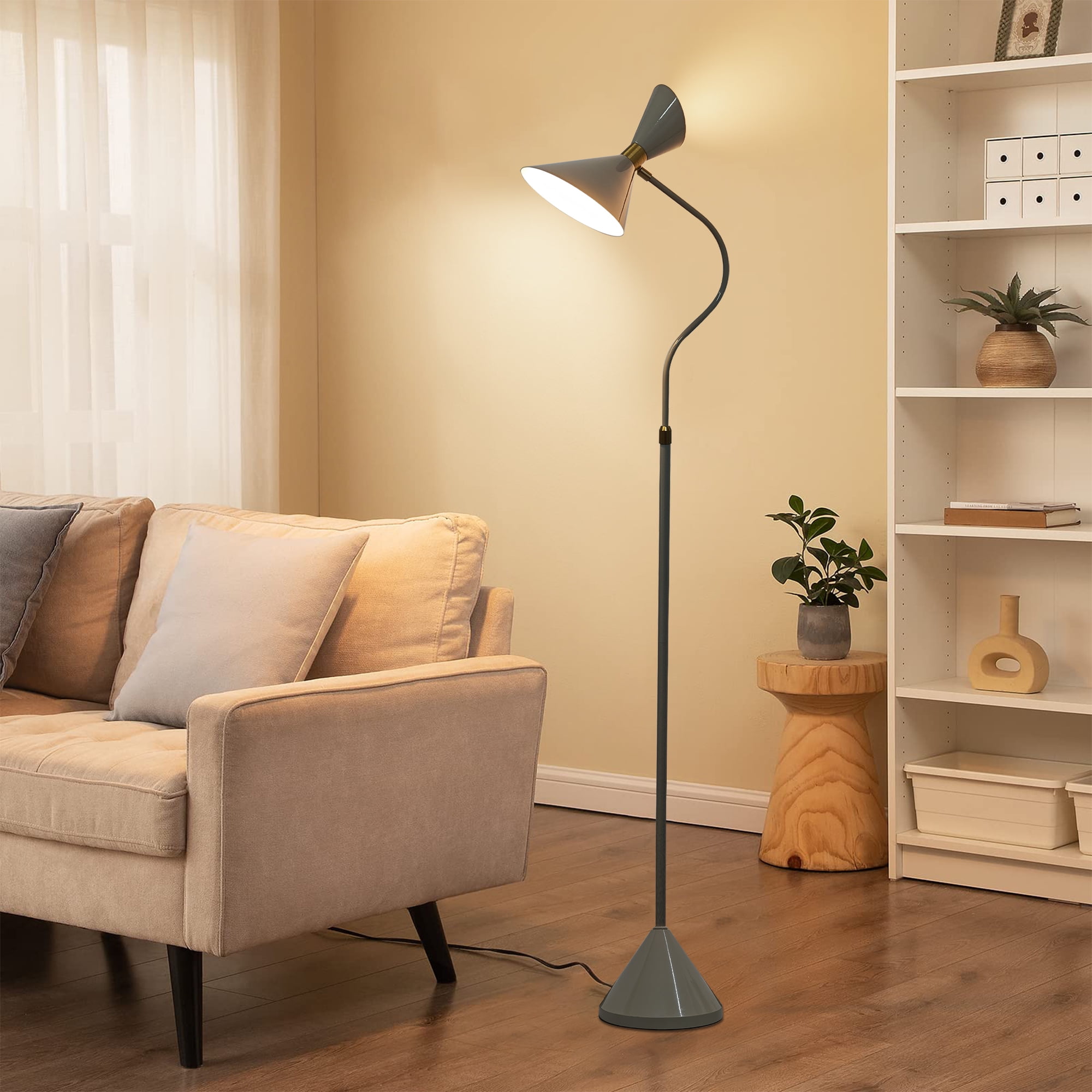 GCGAFUL Modern 70.4-Inch Floor Lamp for Living Room, Foot Switch Tall Standing Lamp with 2 LED Bulbs, 3000K Warm Light for Bedroom, Kids Room, Corners