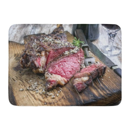 GODPOK Angus Brown Beef Barbecue Dry Aged Wagyu Tomahawk Steak As Close Up on Cutting Board Red American Rug Doormat Bath Mat 23.6x15.7 (Best Dry Aged Steak)