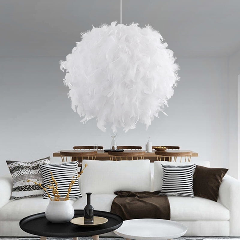 Details about   FEATHER ROUND CEILING LIGHT SHADE PENDANT LAMPSHADE EASY FIT SPHERE MODERN STYLE 