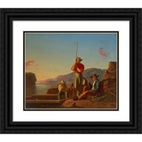 George Caleb Bingham 23x20 Black Ornate Framed Double Matted Museum Art Print Titled: The Wood-Boat (1850)