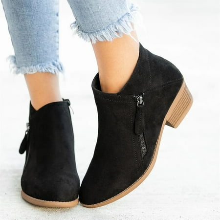 

Women Ankle Boots Low Heel Pointed Toe Winter Booties Shoes