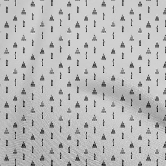 oneOone Viscose Jersey Gray Fabric Buidings Sewing Material Print Fabric By The Yard 60 Inch Wide
