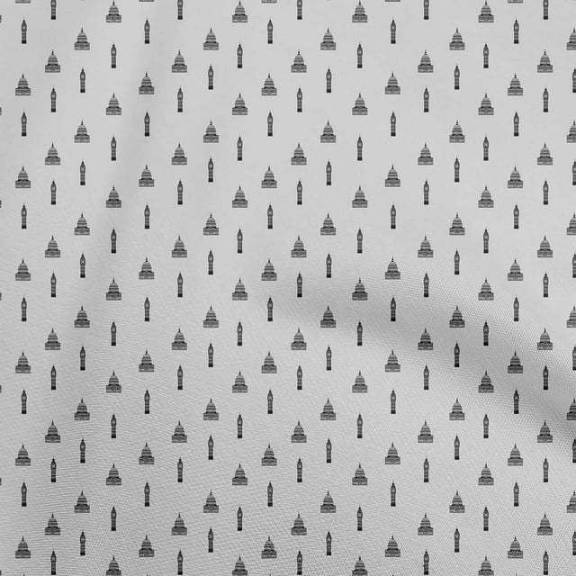 oneOone Viscose Jersey Gray Fabric Buidings Sewing Material Print Fabric By The Yard 60 Inch Wide