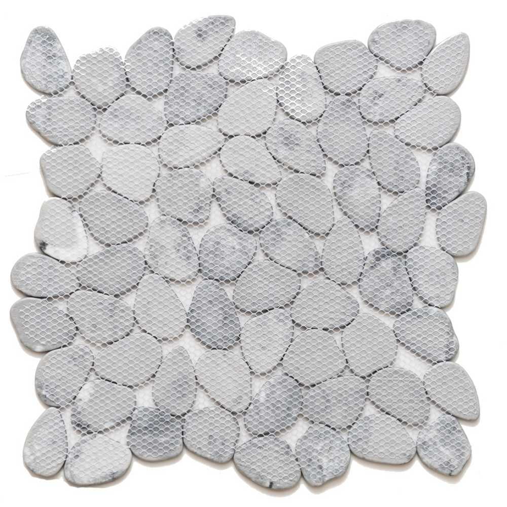 The Tile Life Recycled Cenote Pebble 13" x 13" Smoke Matte Glass Mosaic Floor and Wall Tile Case of 14