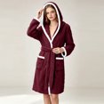 thumbnail image 6 of Sheghy Hooded Long Fleece Womens Robe Thick Absorbent Warm Loungewear Bathrobe, 6 of 7