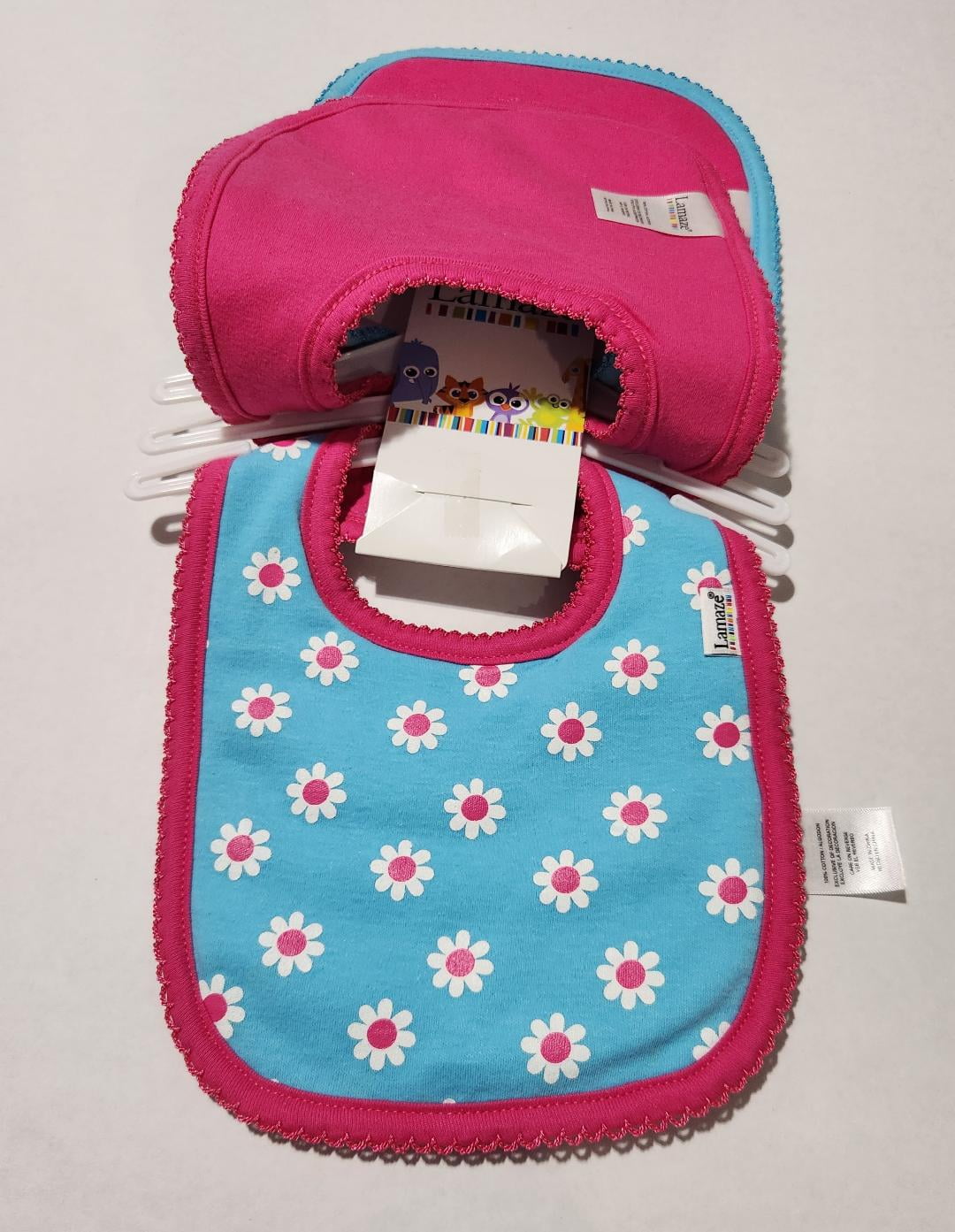 Lamaze Premium Pink and Blue Baby Feeding Bibs - Set of 3