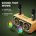 thumbnail image 5 of MASINGO Karaoke Machine for Adults and Kids with 2 Wireless Microphones, Portable Bluetooth Singing Speaker, Colorful LED Lights, PA System, Lyrics Display Holder & TV Cable - Presto G2 (Wood), 5 of 10